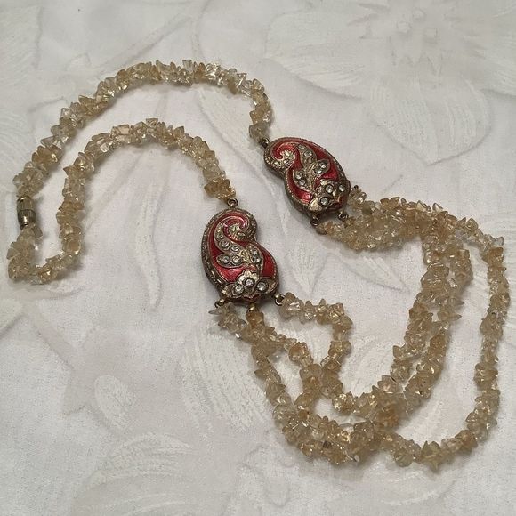 Vintage Asian Inspired Necklace With Crystals - Picture 8 of 8